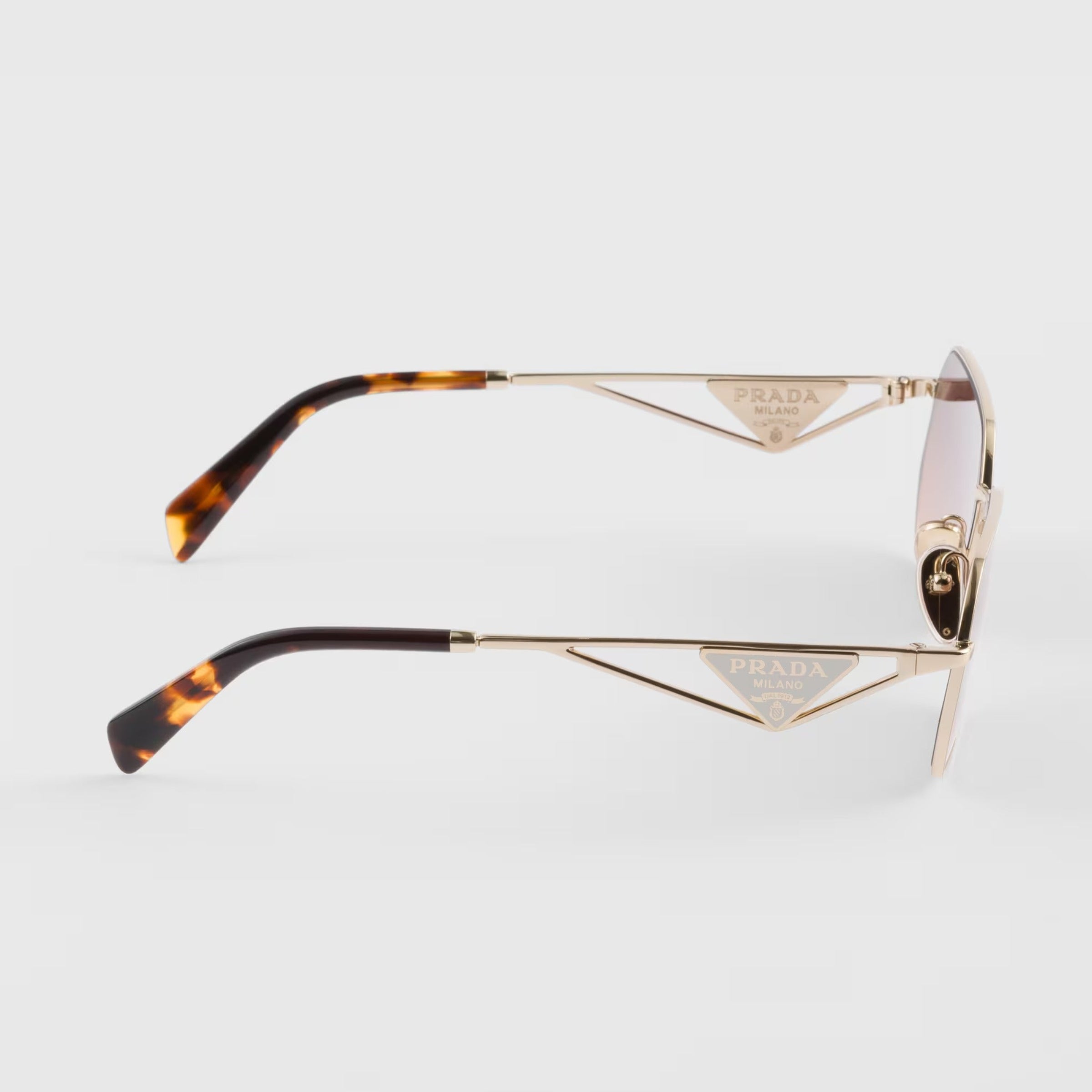 Prada Women Rectangular Frame Honey Gold Sunglasses