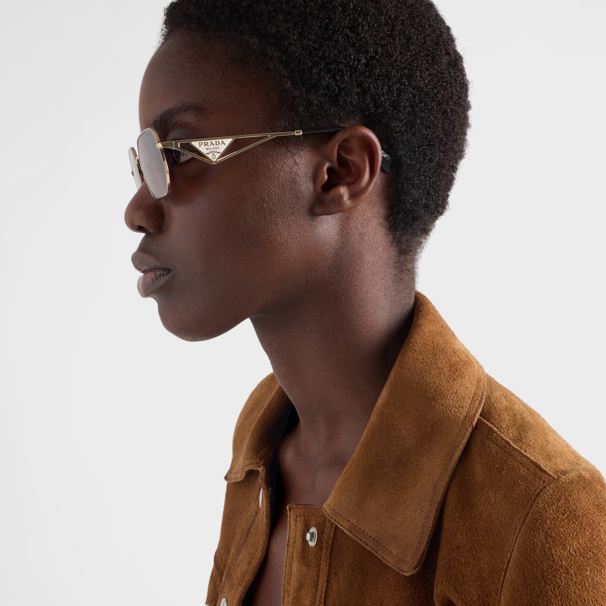 Prada Women Rectangular Frame Honey Gold Sunglasses