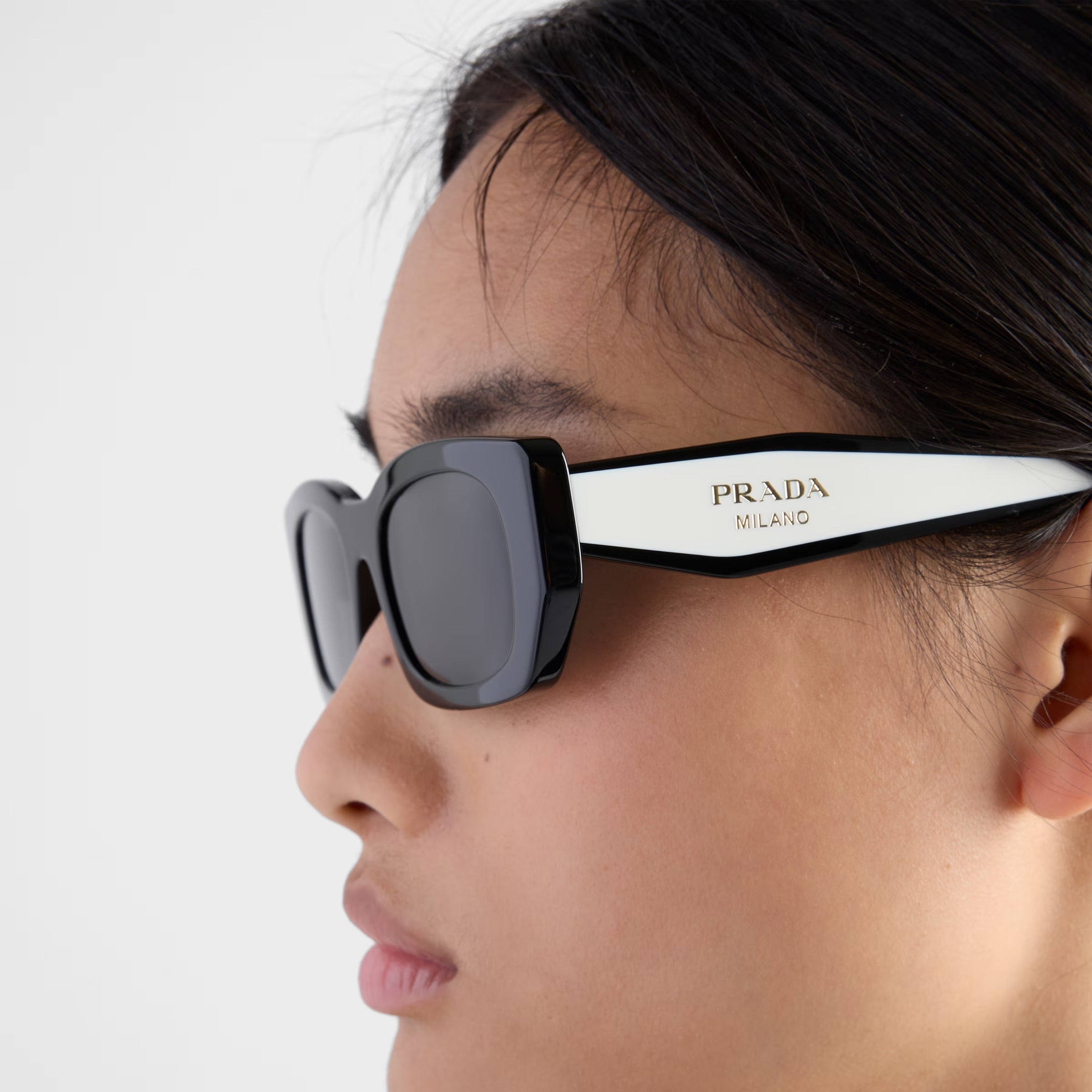 Prada Women Rectangular Frame Falcon Black Sunglasses