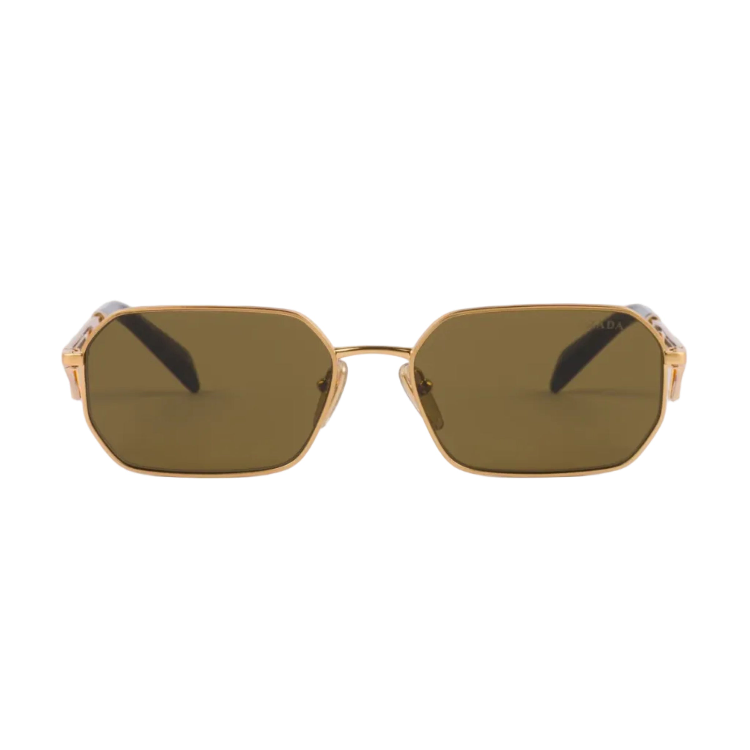 Prada Women Rectangular Frame Classic Gold Sunglasses