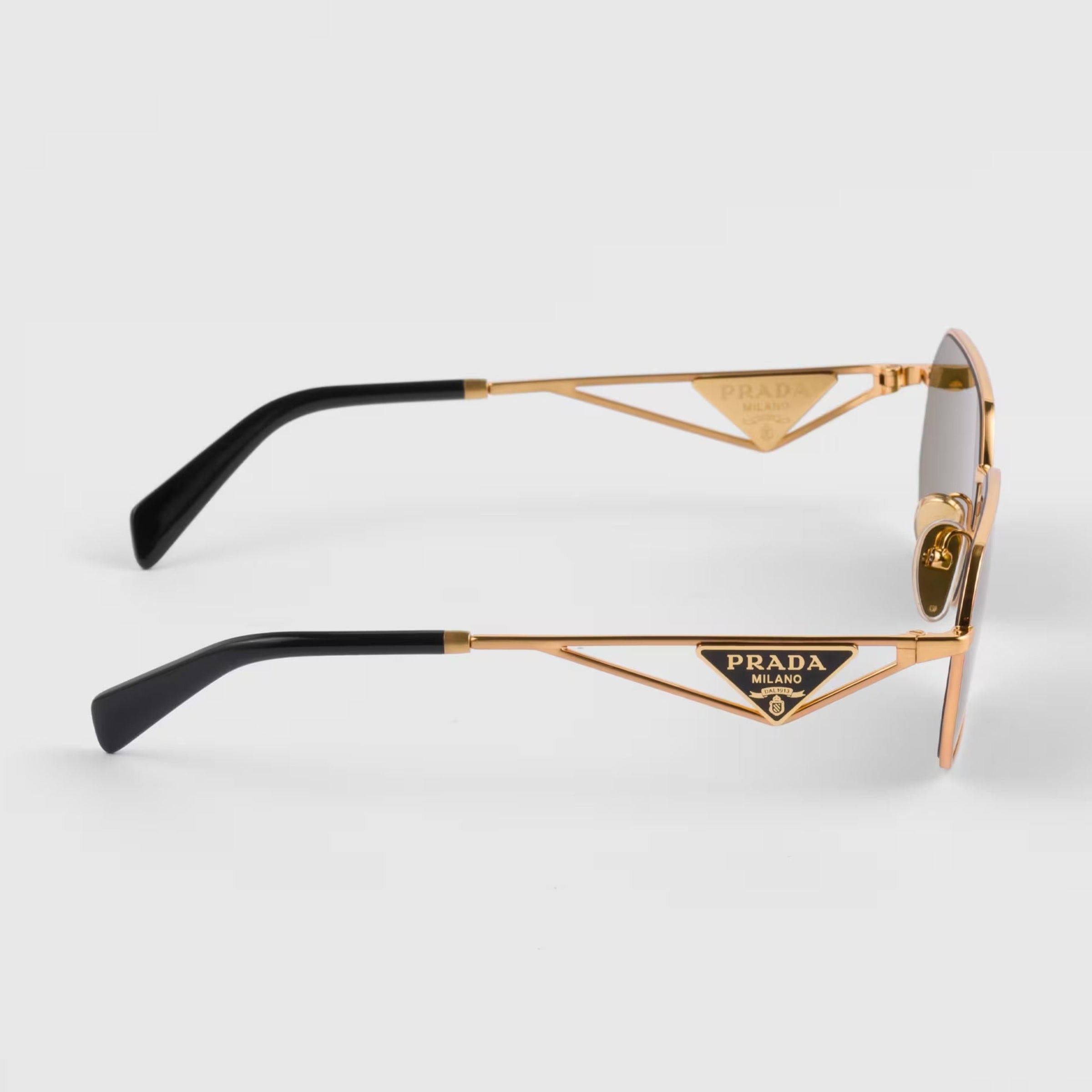 Prada Women Rectangular Frame Classic Gold Sunglasses