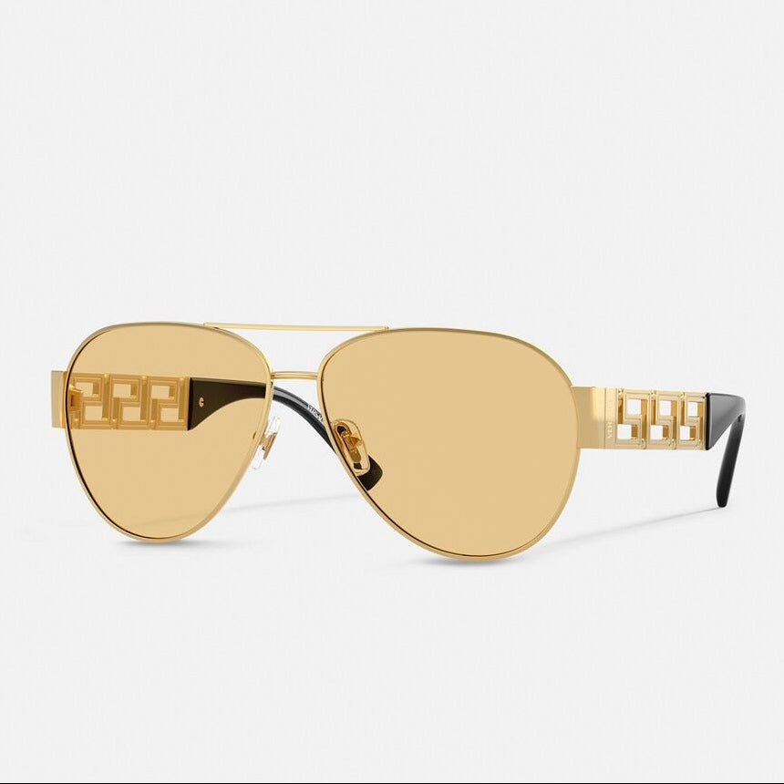 Versace Women Pilot Frame Soft Gold Sunglasses