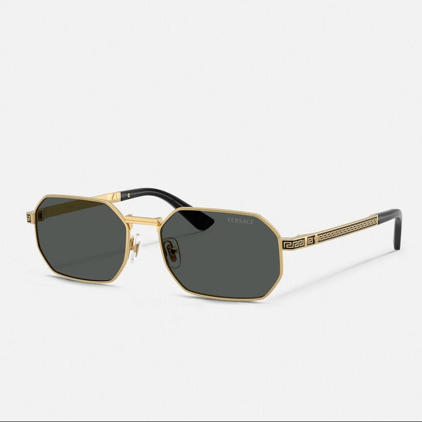 Versace Women Rectangular Frame Metallic Gold Sunglasses