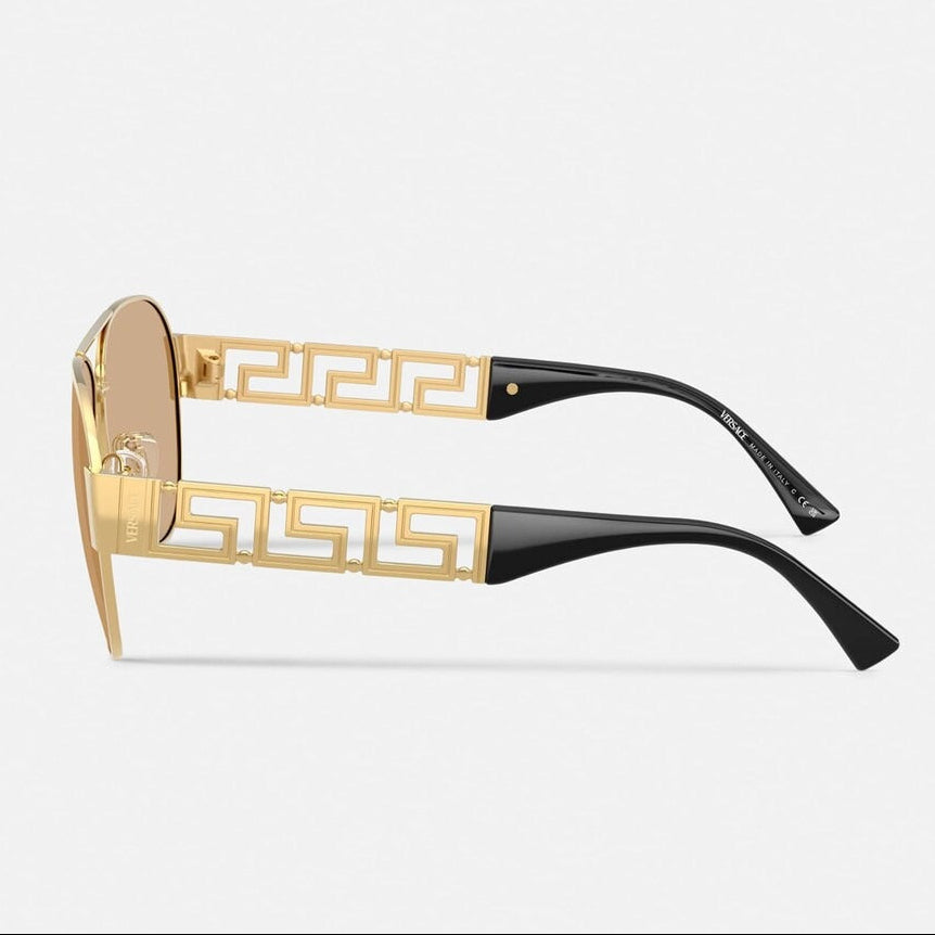 Versace Women Pilot Frame Soft Gold Sunglasses
