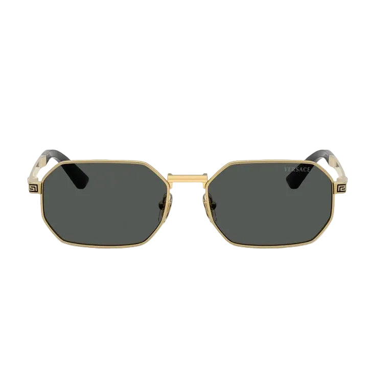 Versace Women Rectangular Frame Metallic Gold Sunglasses