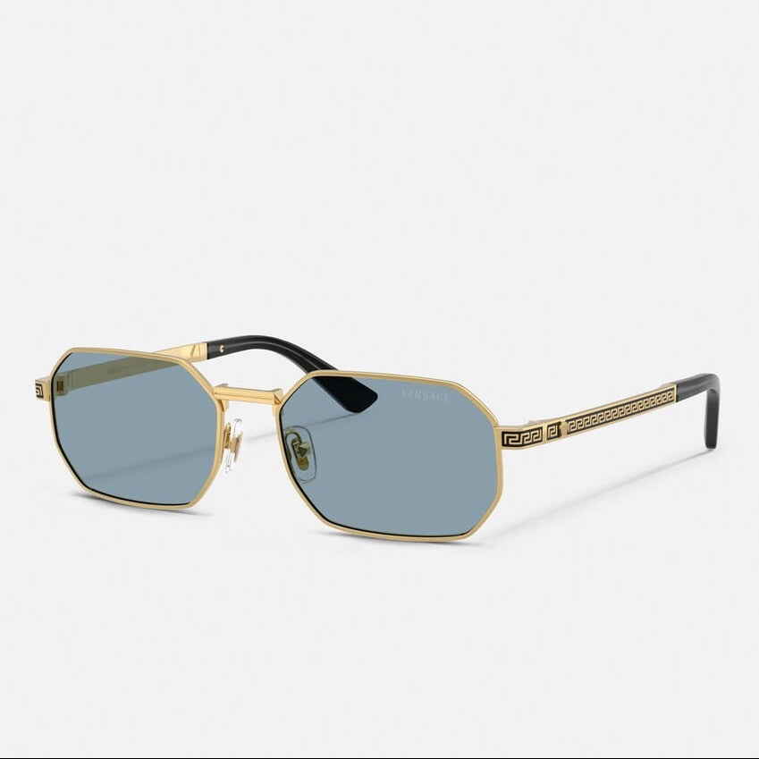 Versace Women Rectangular Frame Shiny Gold Sunglasses