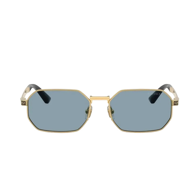 Versace Women Rectangular Frame Shiny Gold Sunglasses
