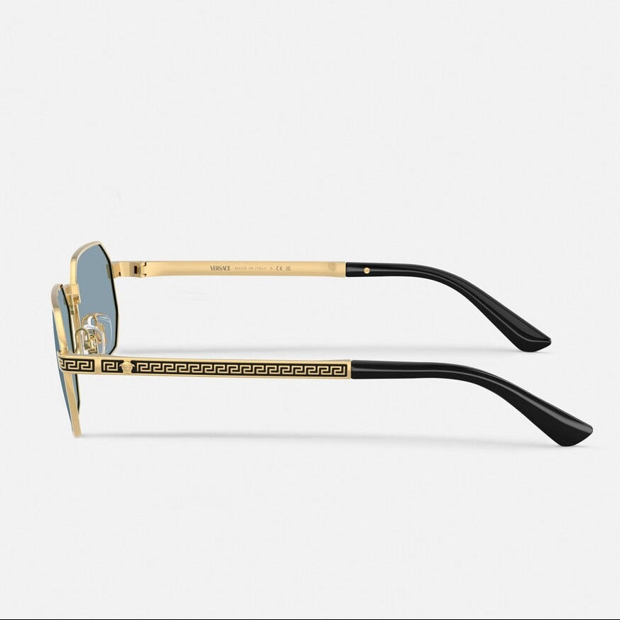 Versace Women Rectangular Frame Shiny Gold Sunglasses