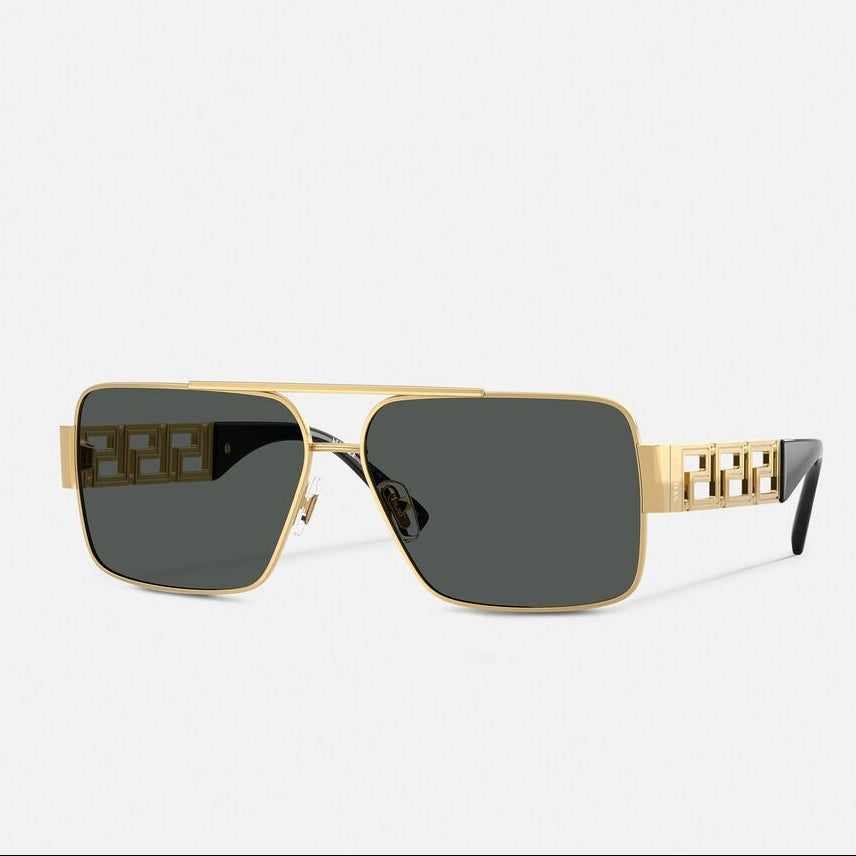 Versace Women Rectangular Frame Luxe Gold Sunglasses