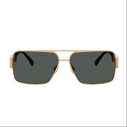 Versace Women Rectangular Frame Luxe Gold Sunglasses
