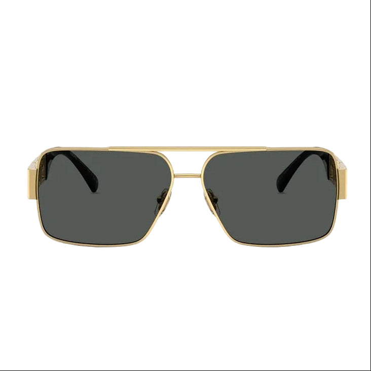 Versace Women Rectangular Frame Luxe Gold Sunglasses