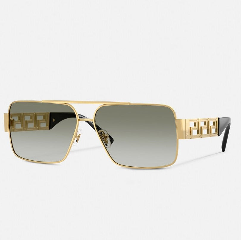 Versace Women Rectangular Frame Royal Gold Sunglasses
