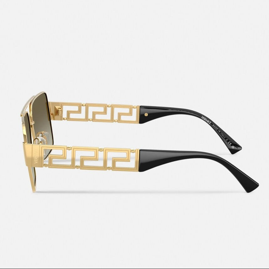 Versace Women Rectangular Frame Royal Gold Sunglasses