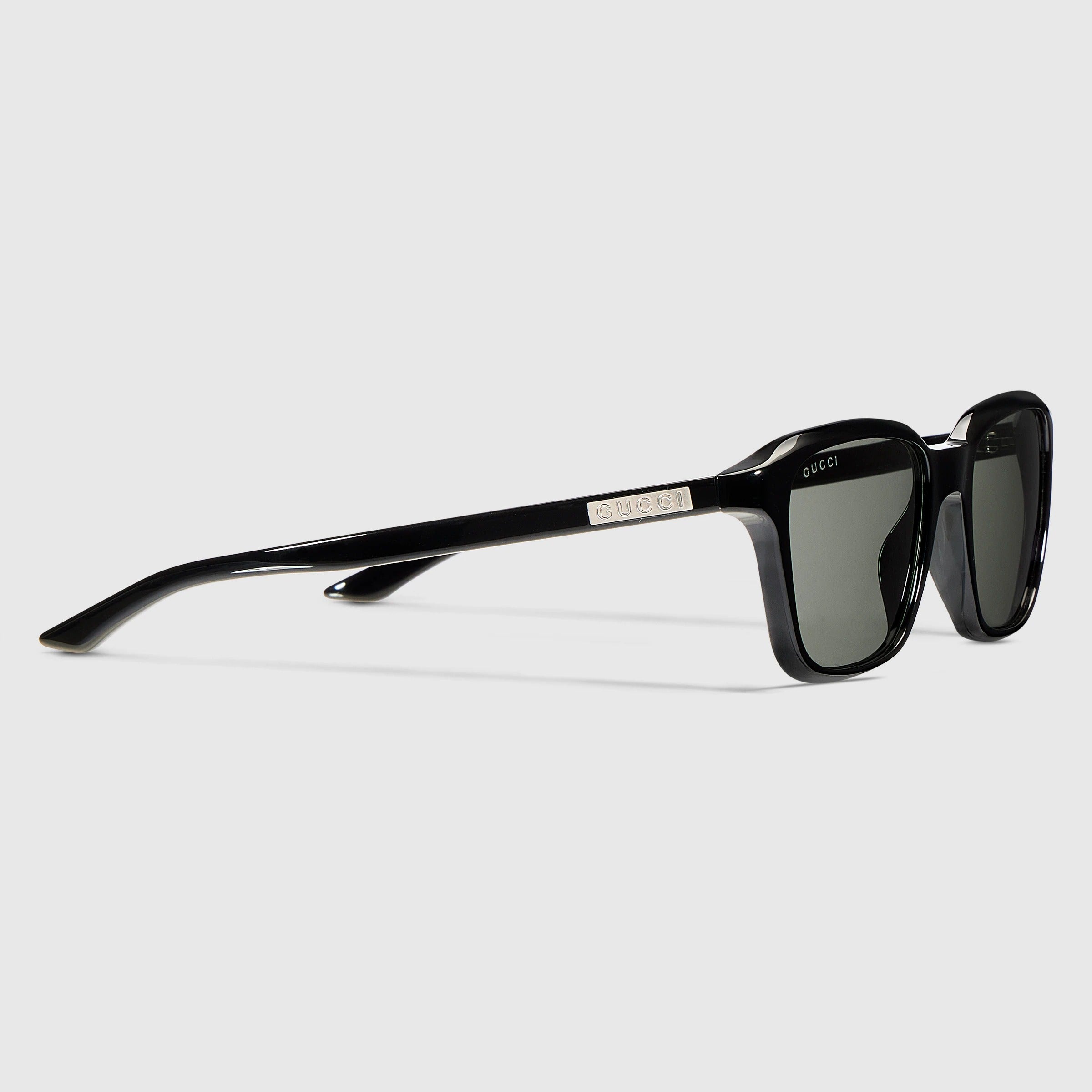 Gucci Men Square Acetate Frame Black Sunglasses