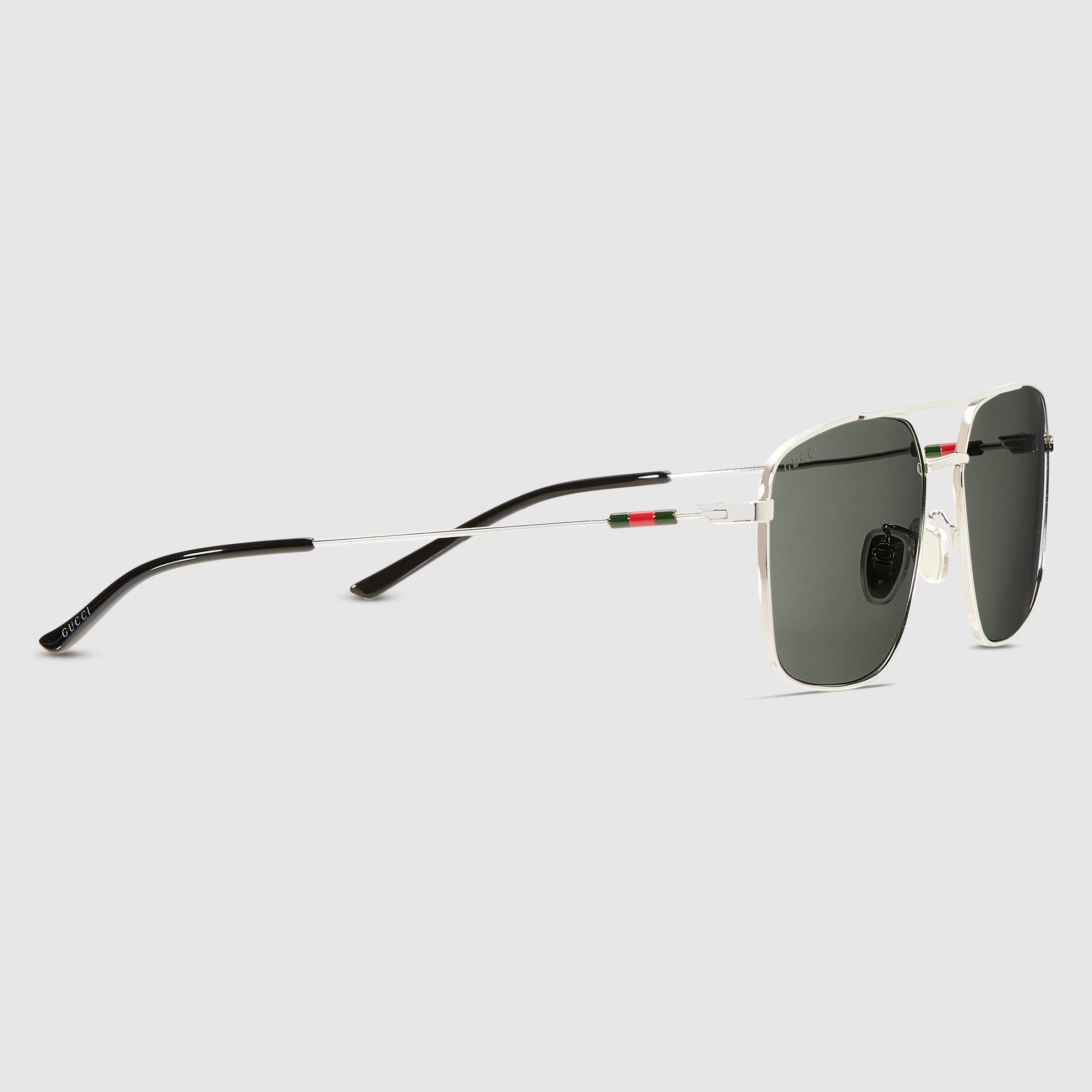 Gucci Men Specialized Fit Navigator Frame Silver Sunglasses