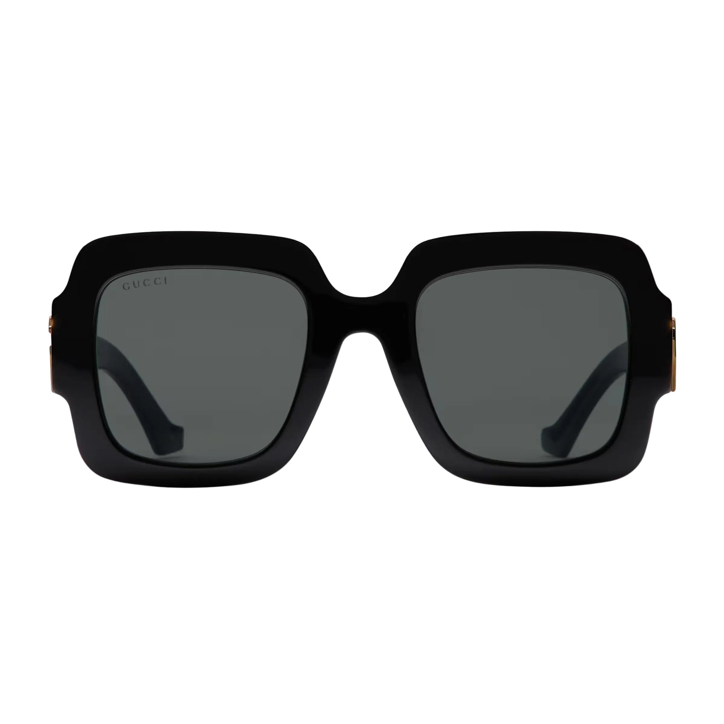 Gucci Women Square Double G Frame Black Sunglasses