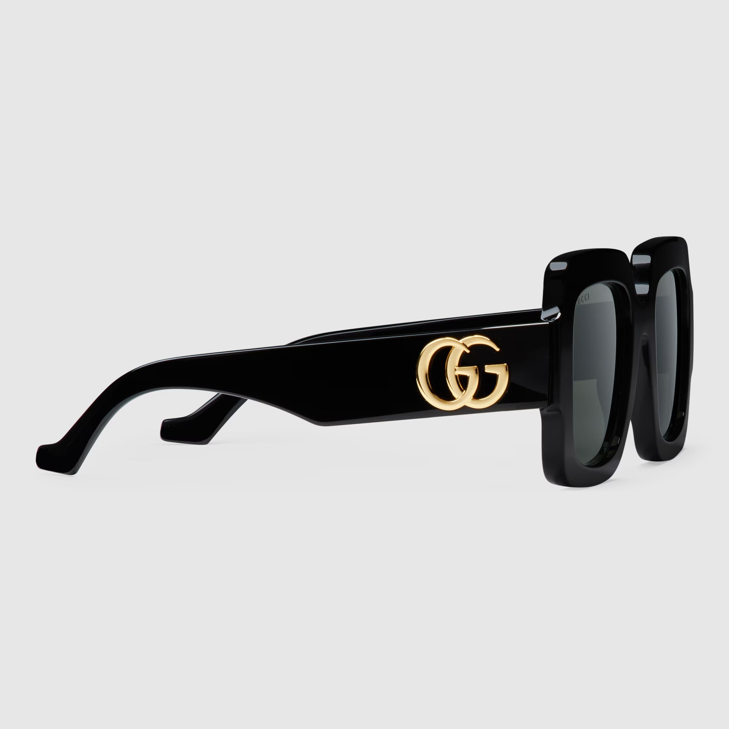 Gucci Women Square Double G Frame Black Sunglasses