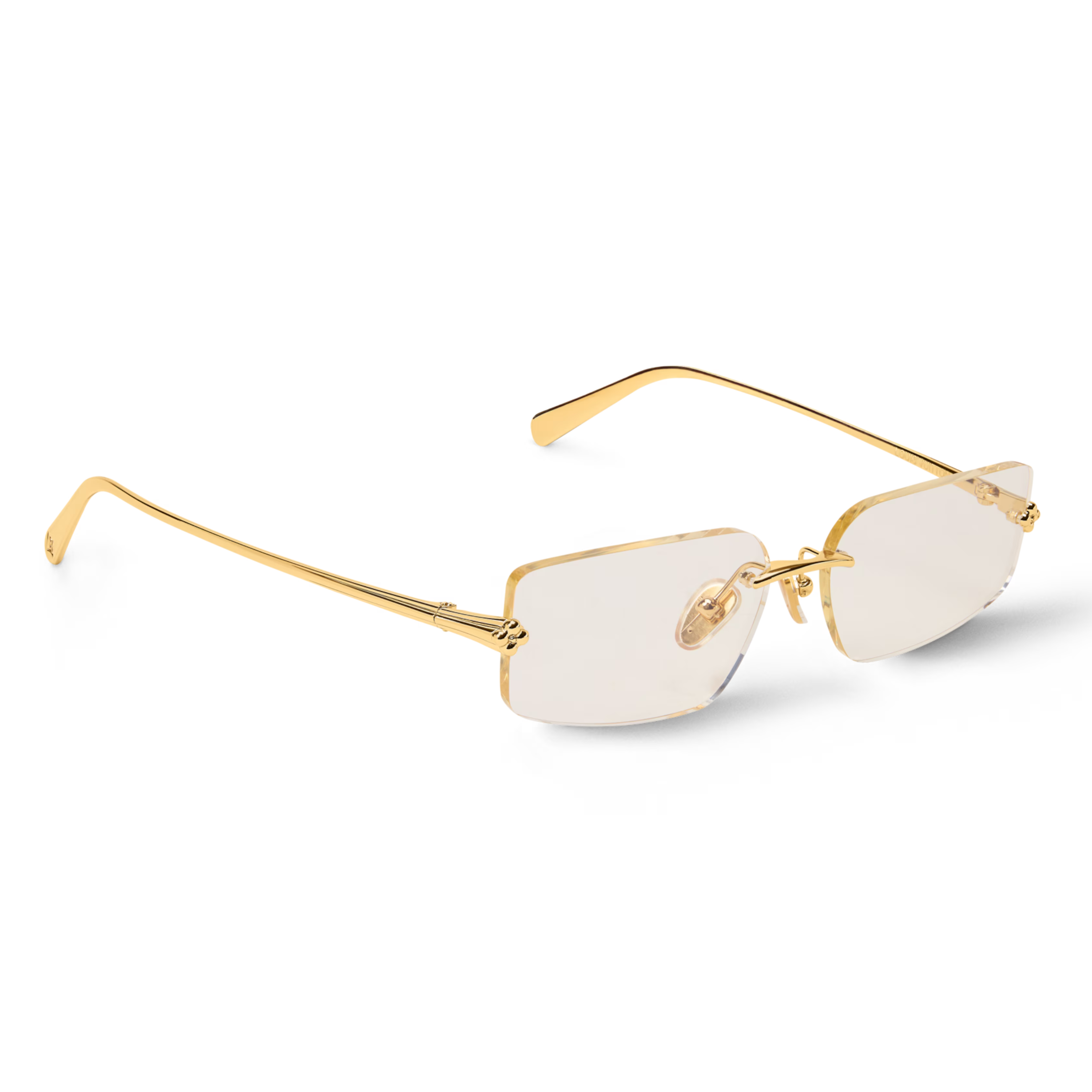 Louis Vuitton Women Rectangle Frame Shiny Gold Sunglasses
