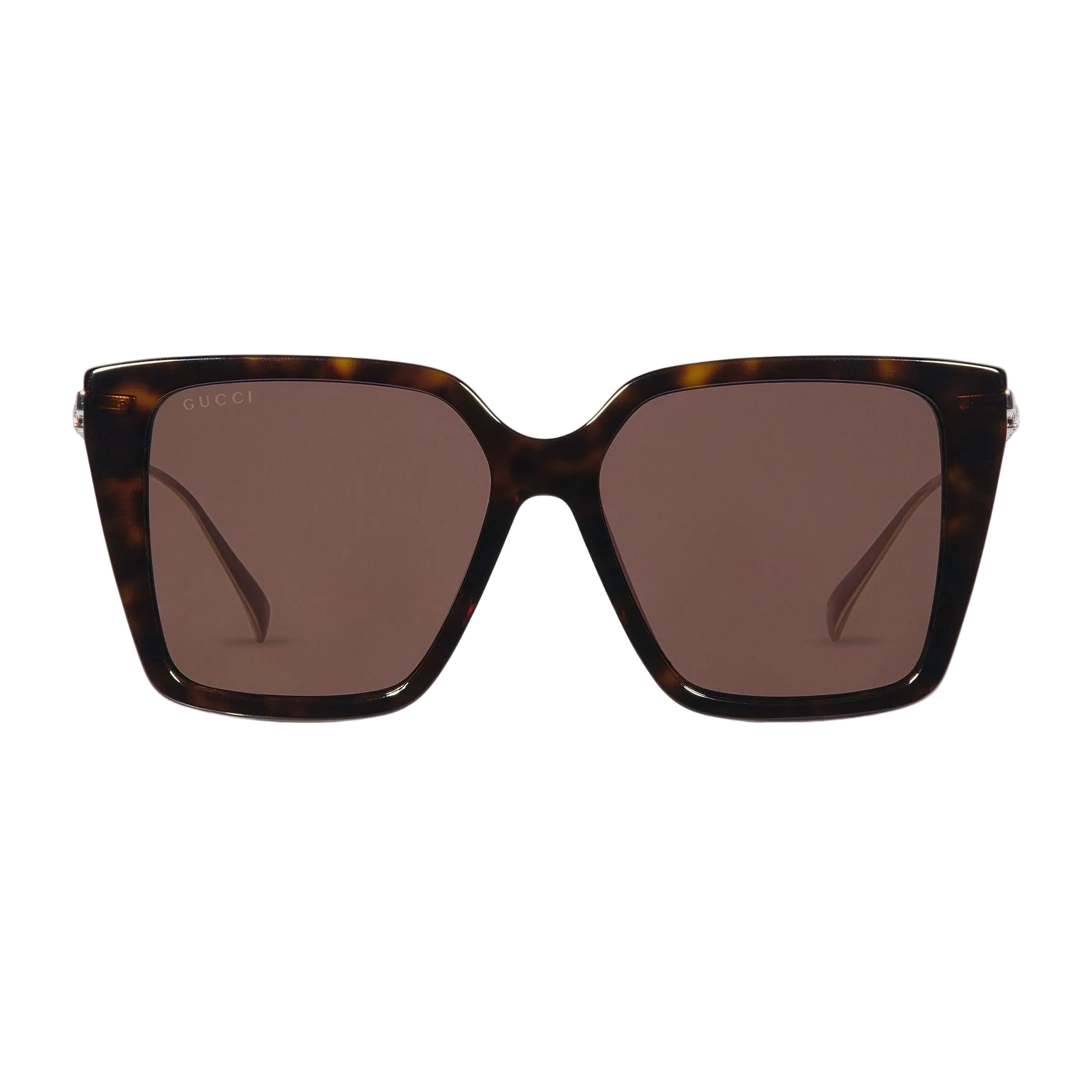 Gucci Women Square Frame Shiny Brown Sunglasses