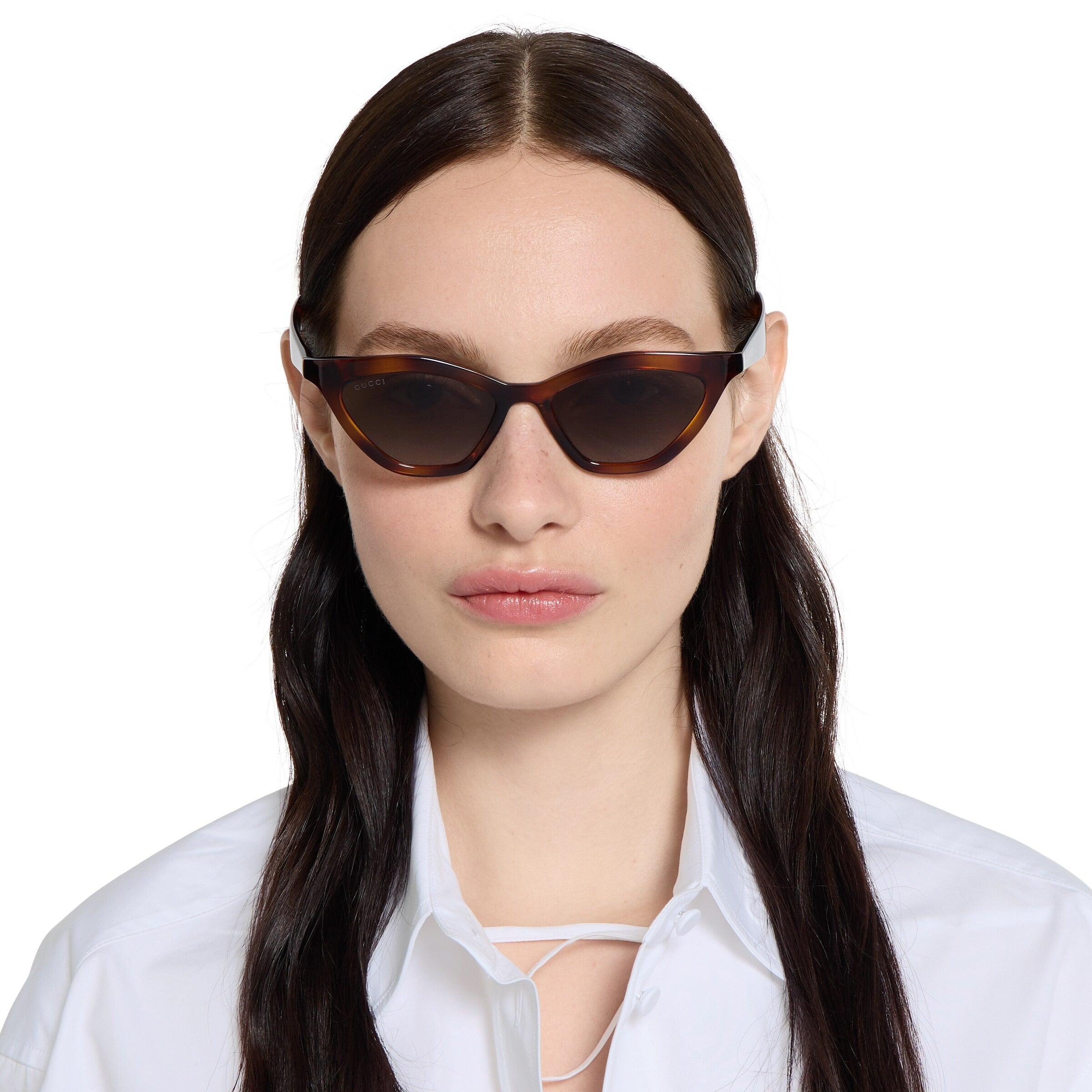 Gucci Women Cat Eye Frame Dark Tortoiseshell  Sunglasses