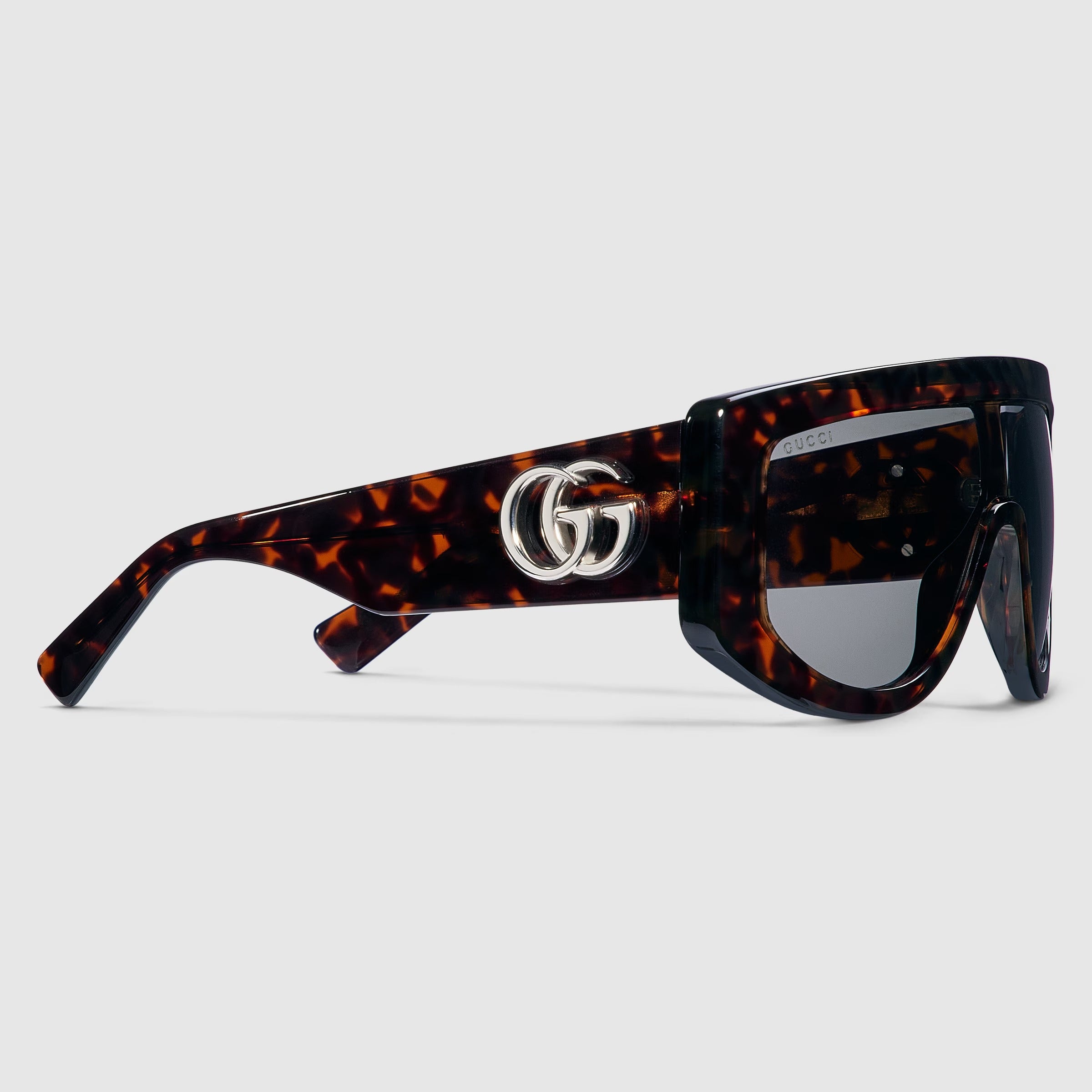 Gucci Women Rectangular Frame Brown Tortoiseshell Sunglasses