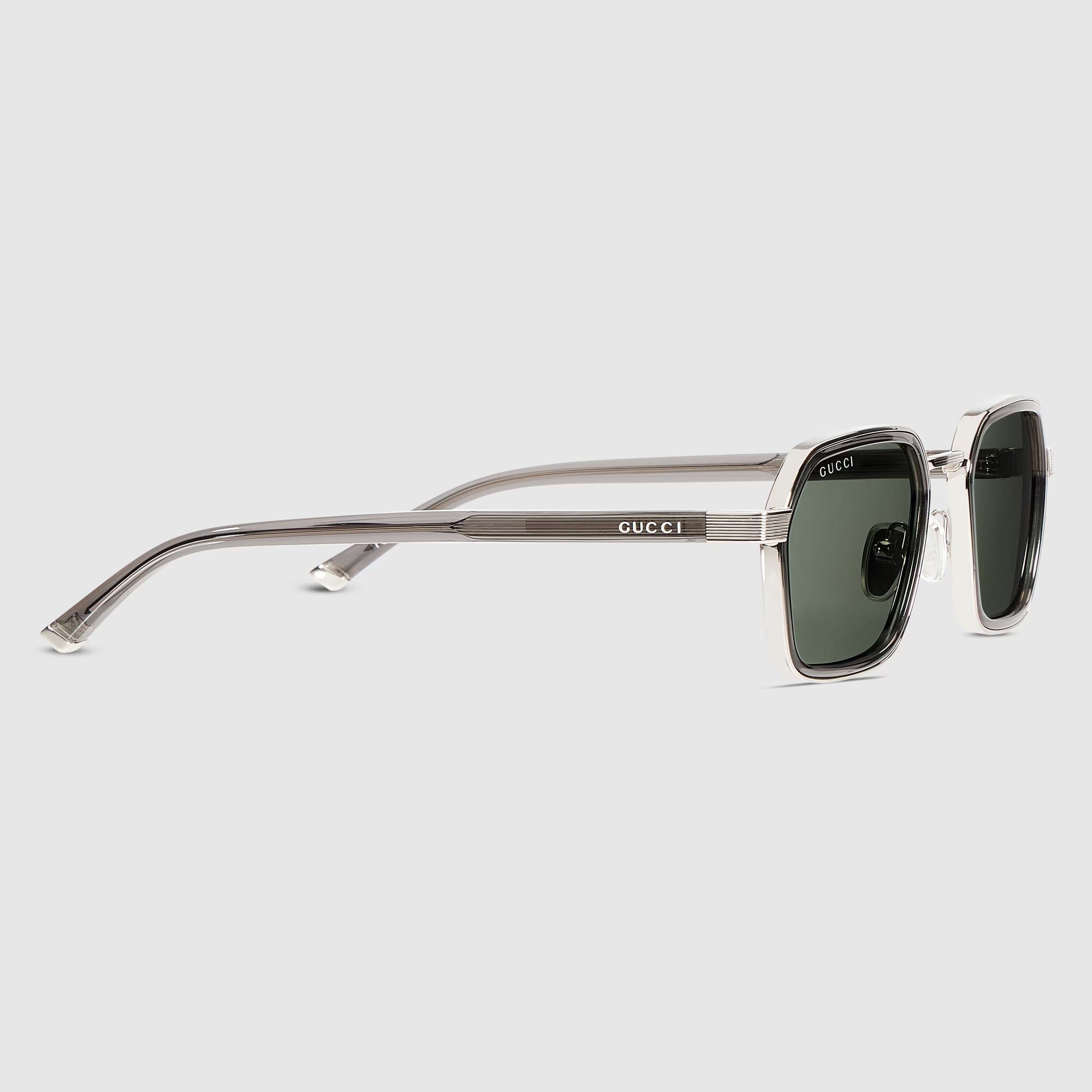 Gucci Men Square Frame Dark Grey Sunglasses