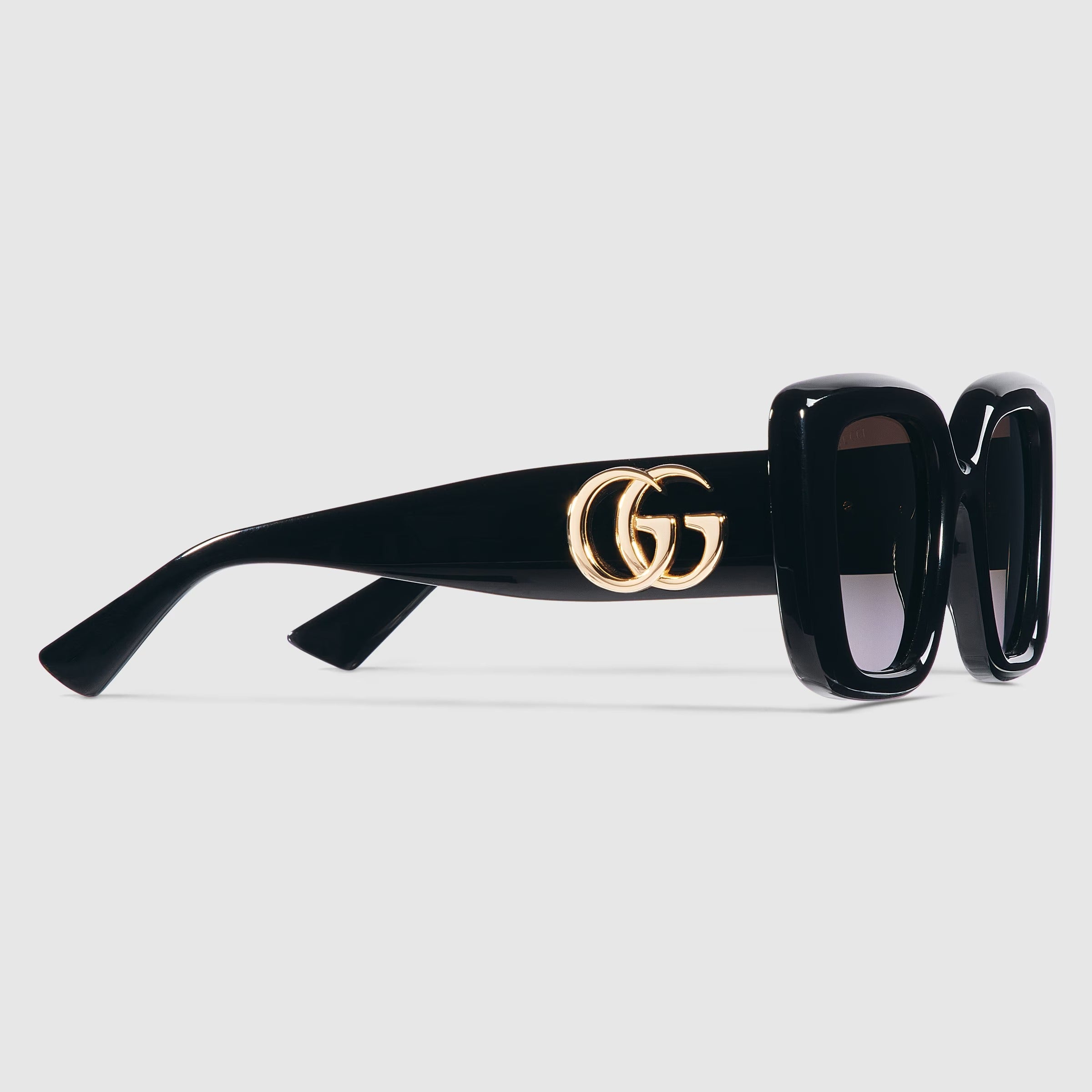 Gucci Women Butterfly Frame Shiny Black Sunglasses