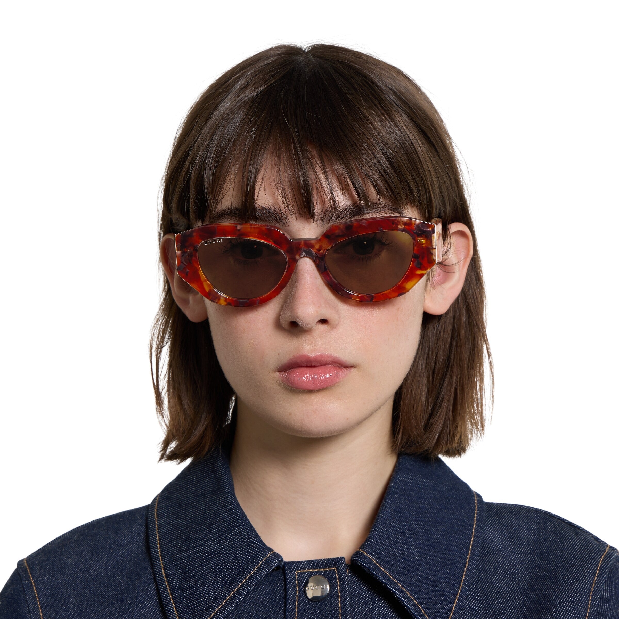Gucci Women Cat Eye Frame Brown Sunglasses