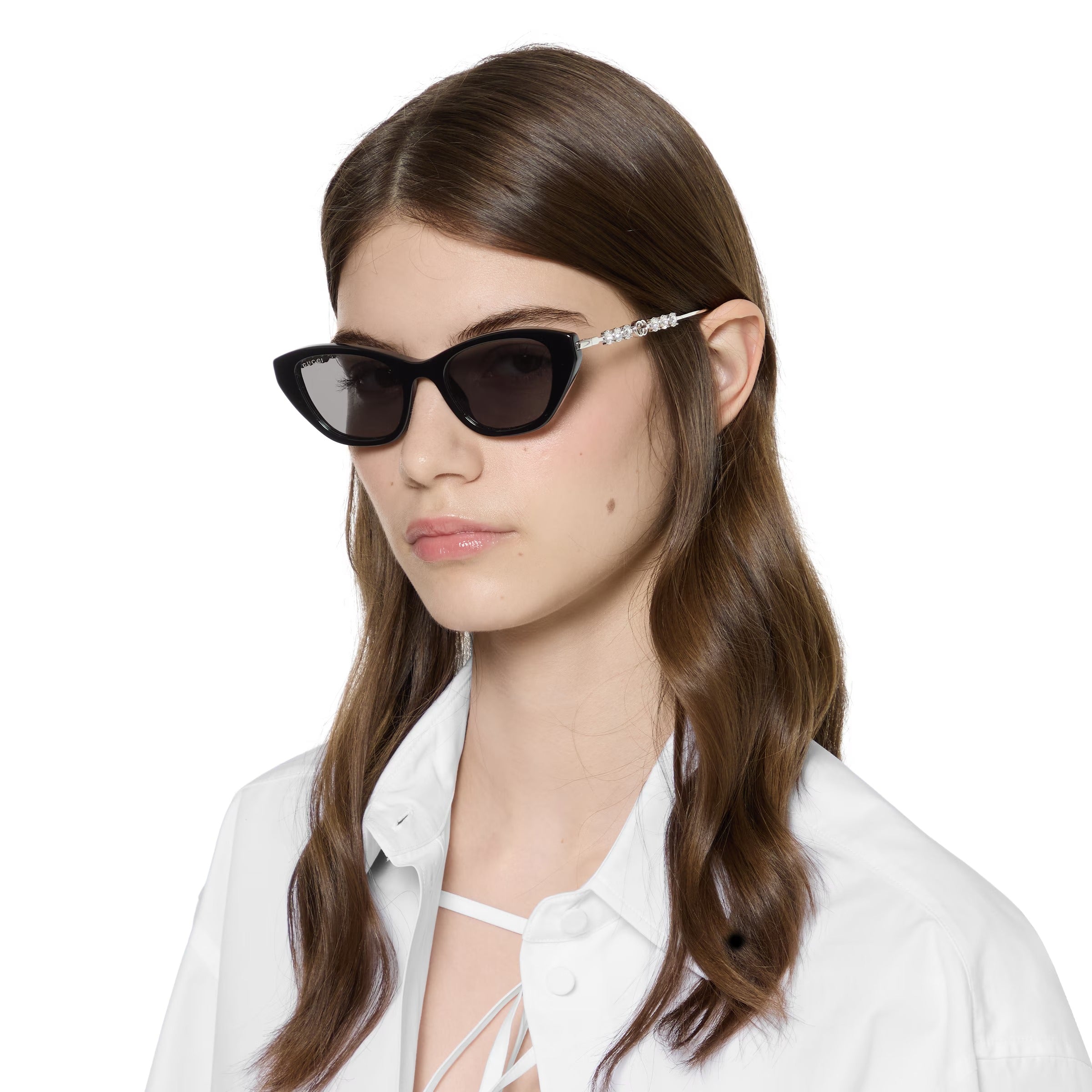 Gucci Women Cat Eye Frame Matte Black Sunglasses