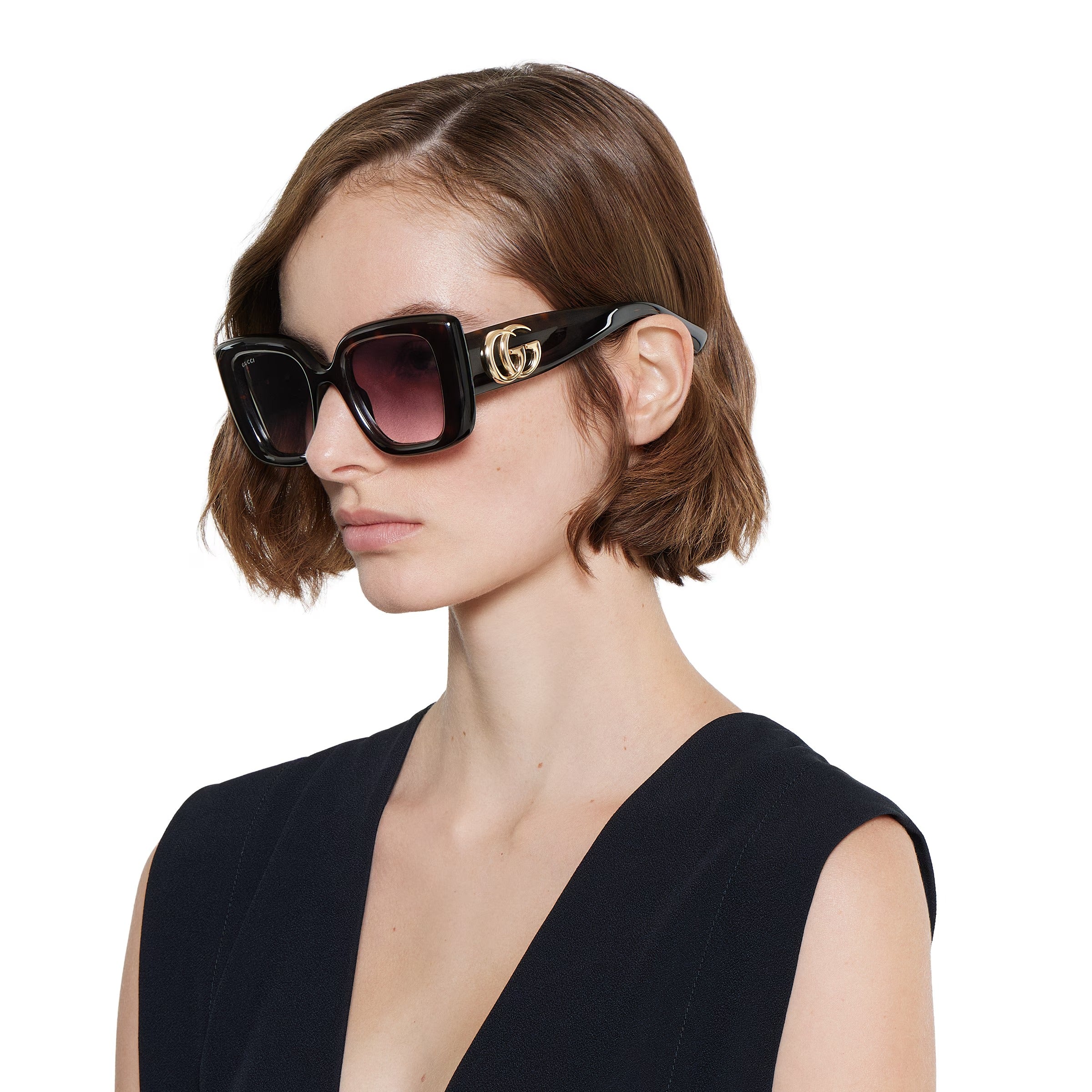 Gucci Women Butterfly Frame Brown Sunglasses