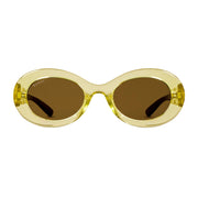 Gucci Women Oval Frame Shiny Green Sunglasses