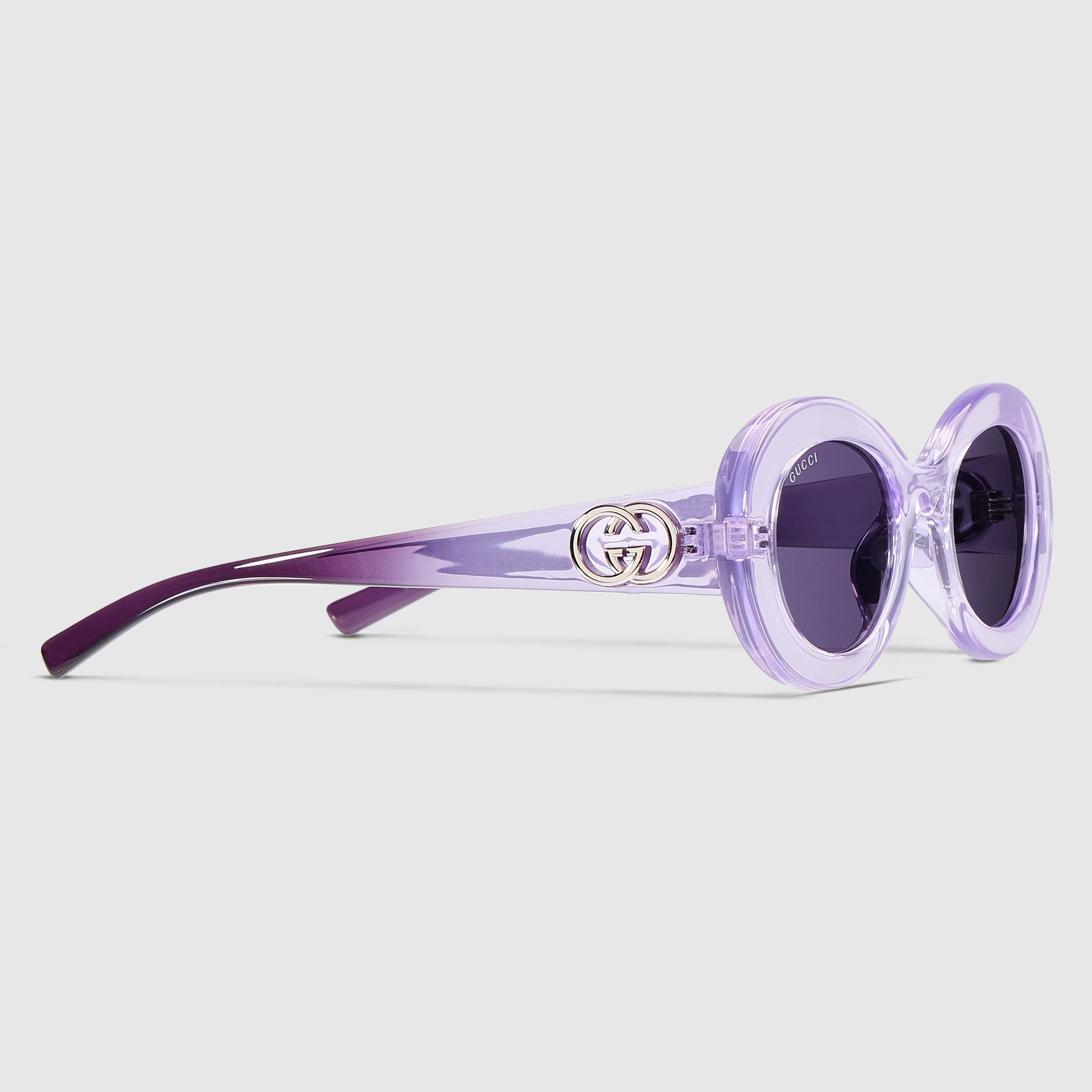 Gucci Women Oval Frame Purple Sunglasses