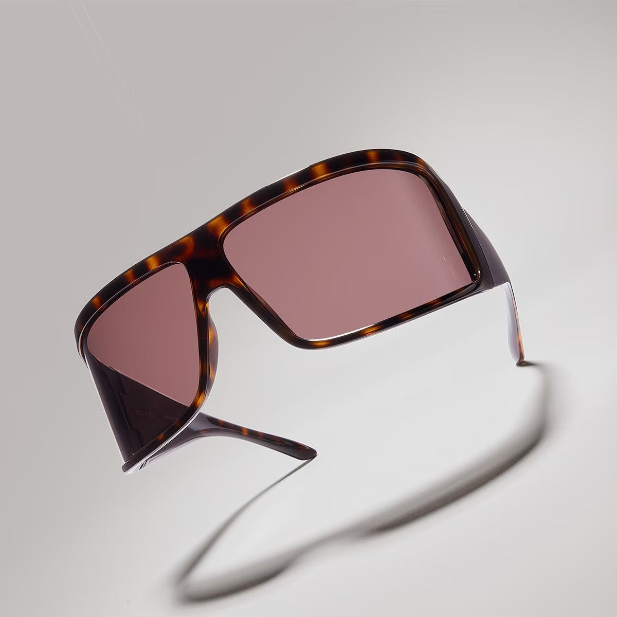 Gucci Women Mask Frame Brown Tortoiseshell Sunglasses