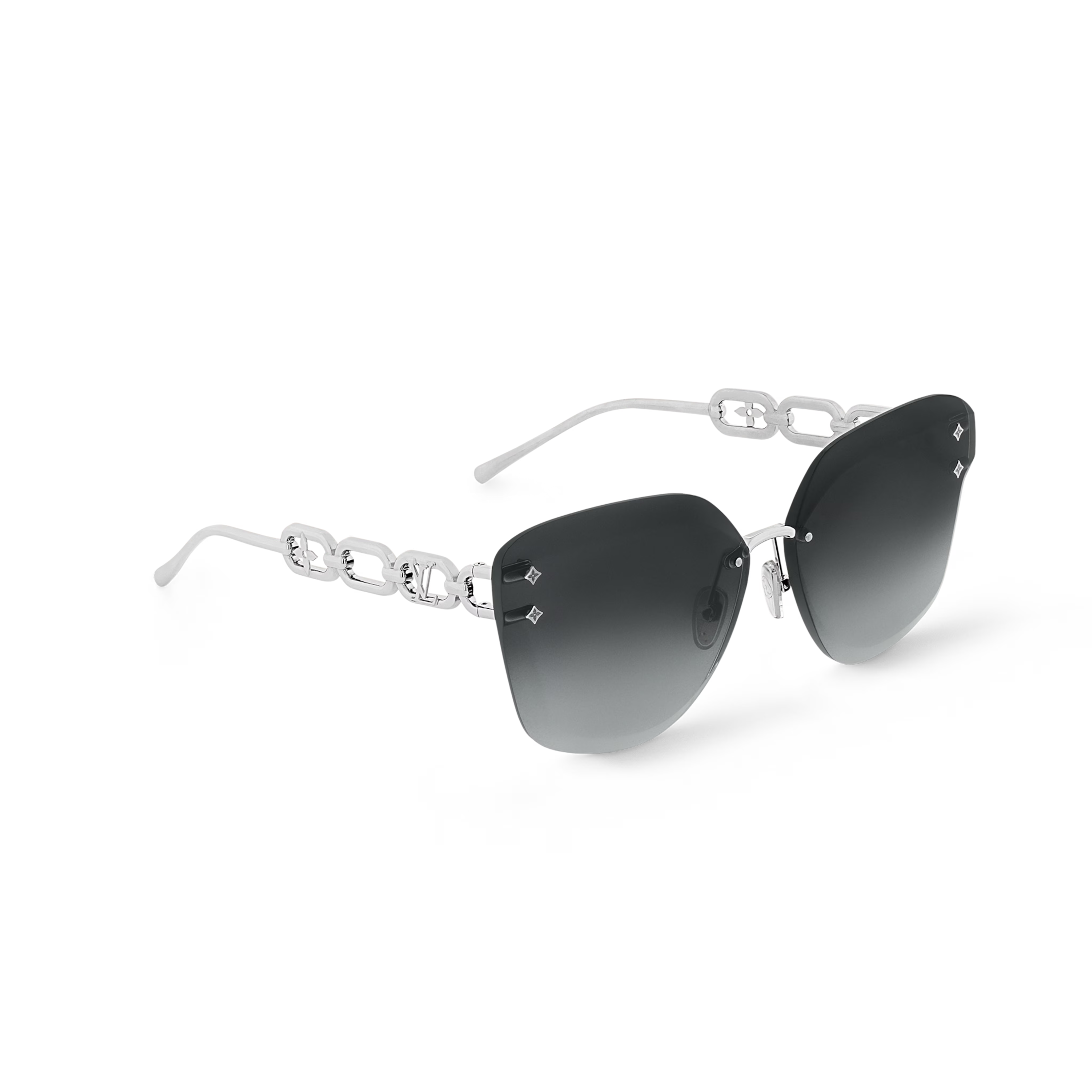 Louis Vuitton Women Cat Eye Frame Silver Sunglasses