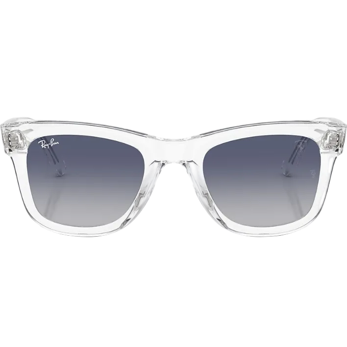 Ray Ban Women Square Frame Polished Transparent Sunglasses