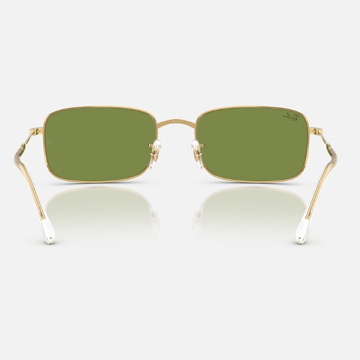 Ray Ban Women Rectangle Frame Polished Gold Sunglasses