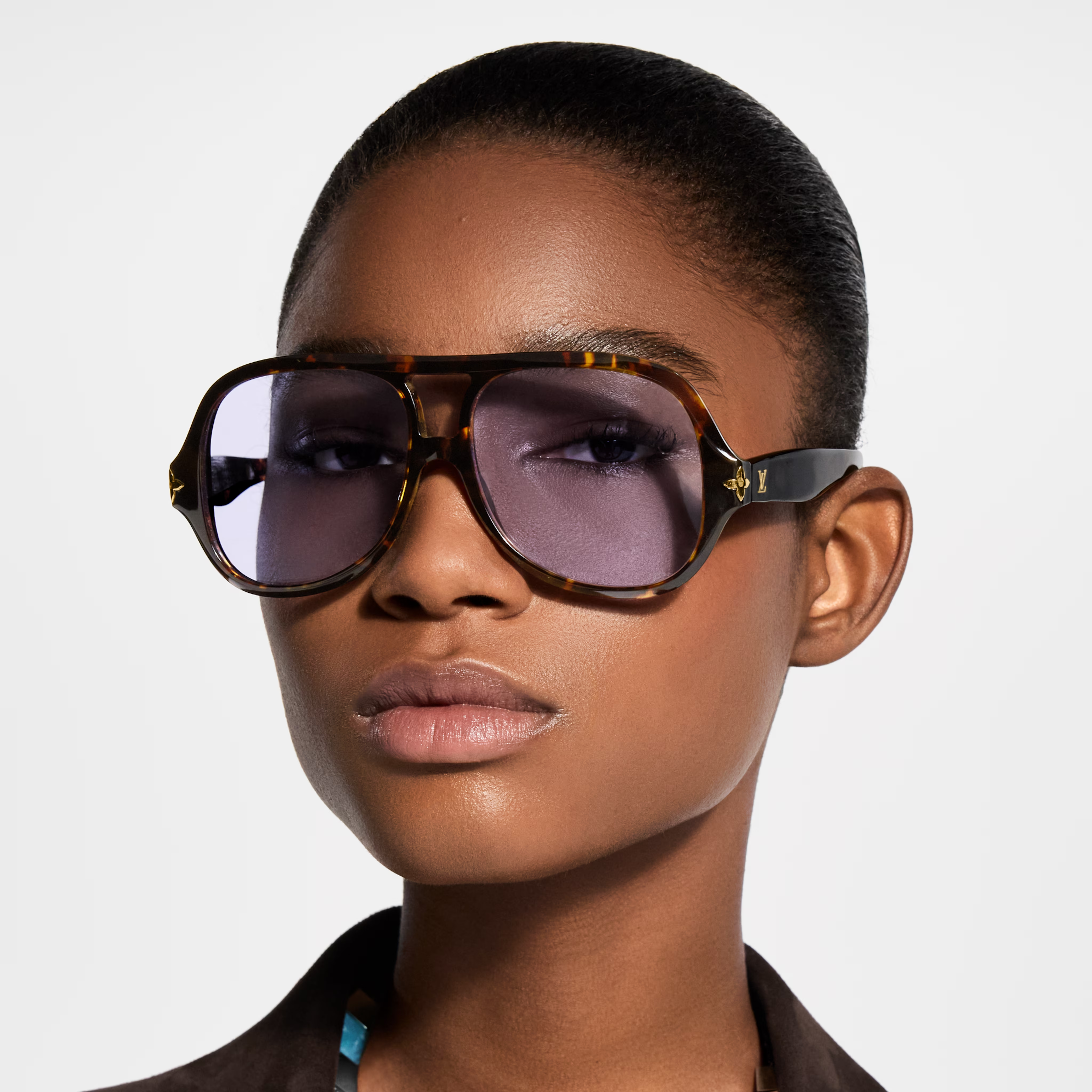 Louis Vuitton Women Square Frame Brown Tortoise Sunglasses