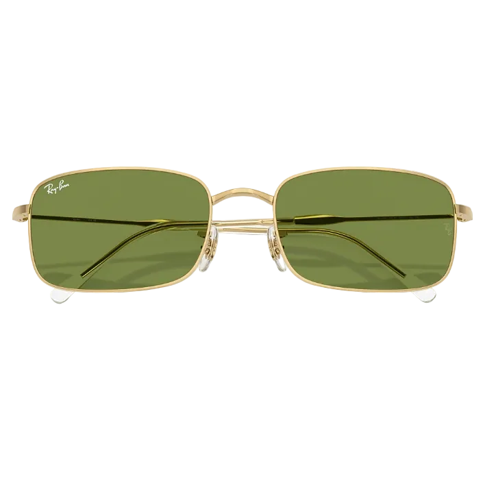 Ray Ban Women Rectangle Frame Polished Gold Sunglasses