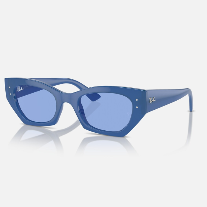 Ray Ban Men Irregular Frame Polished Electric Blue Sunglasses