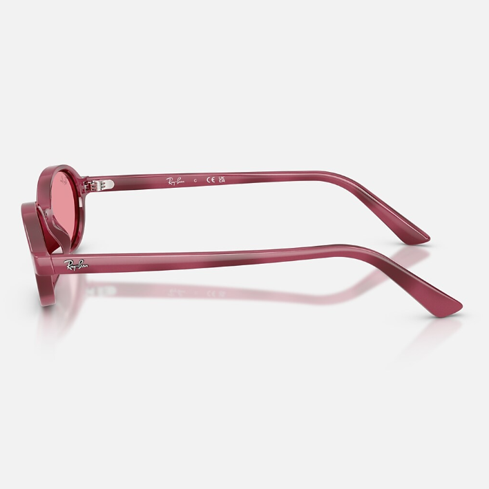 Ray Ban Men Oval Frame Polished Violet Havana Sunglasses