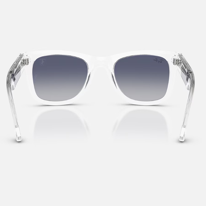 Ray Ban Women Square Frame Polished Transparent Sunglasses