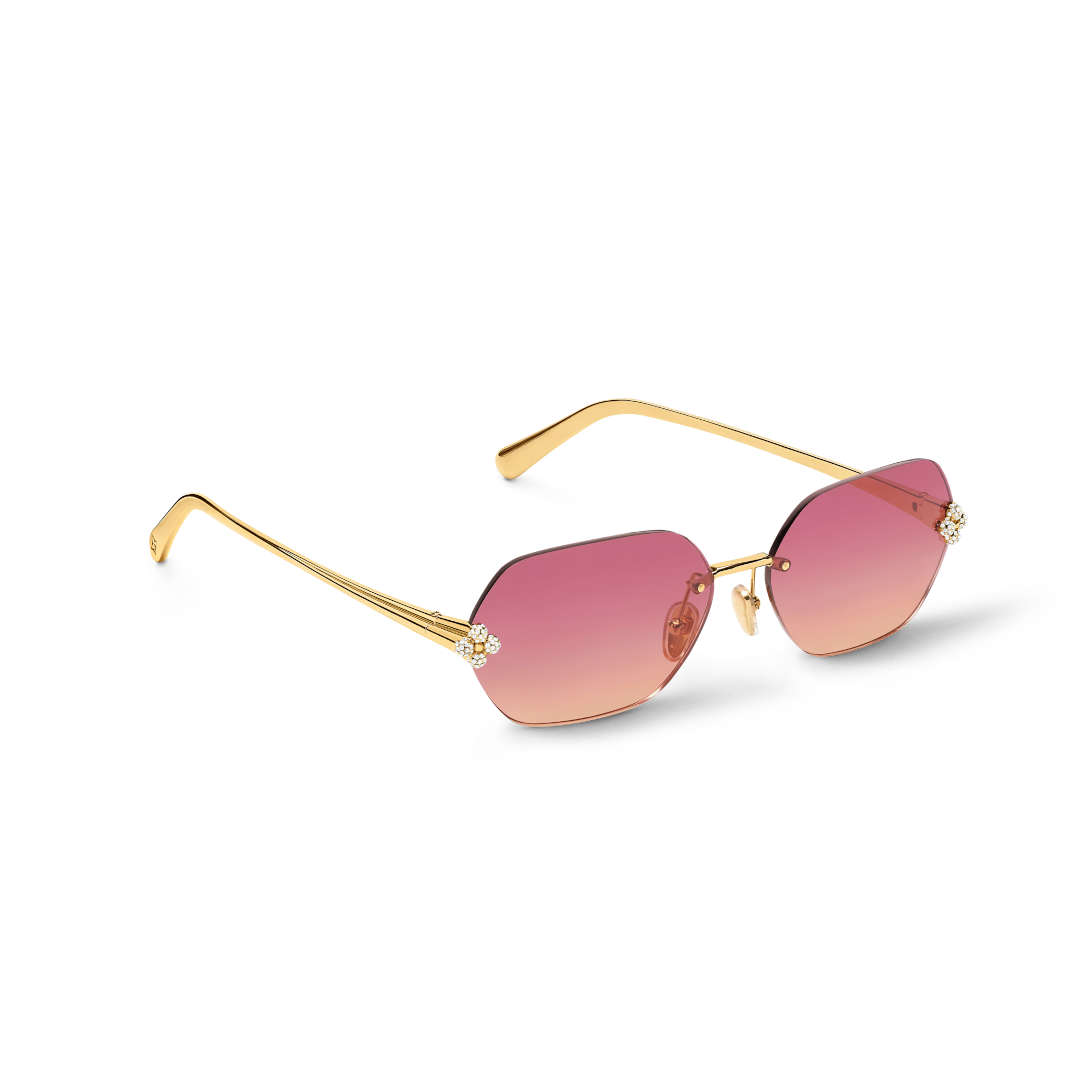 Louis Vuitton Women Rectangular Frame Shiny Gold Sunglasses