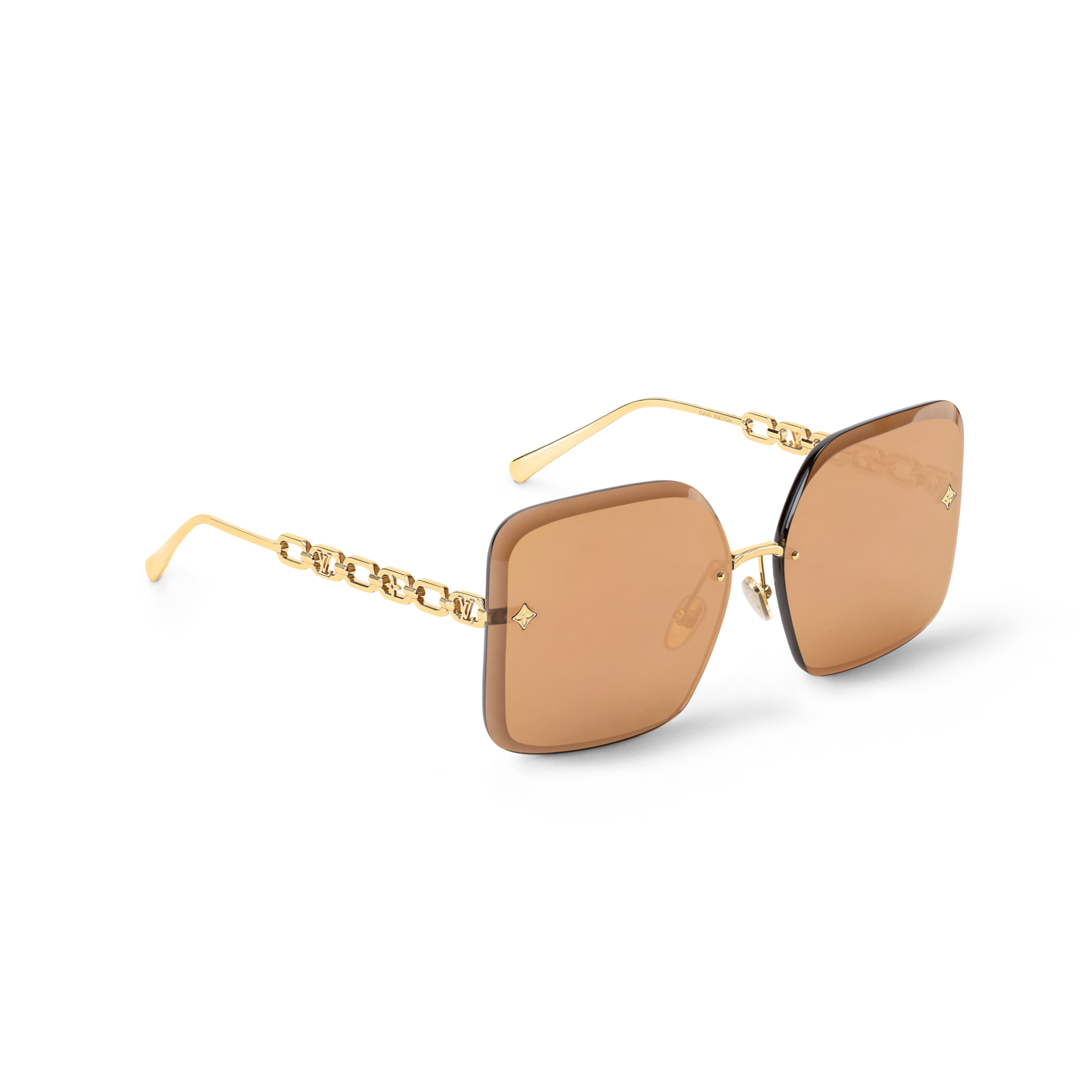 Louis Vuitton Women Square Frame Metallic Gold Sunglasses