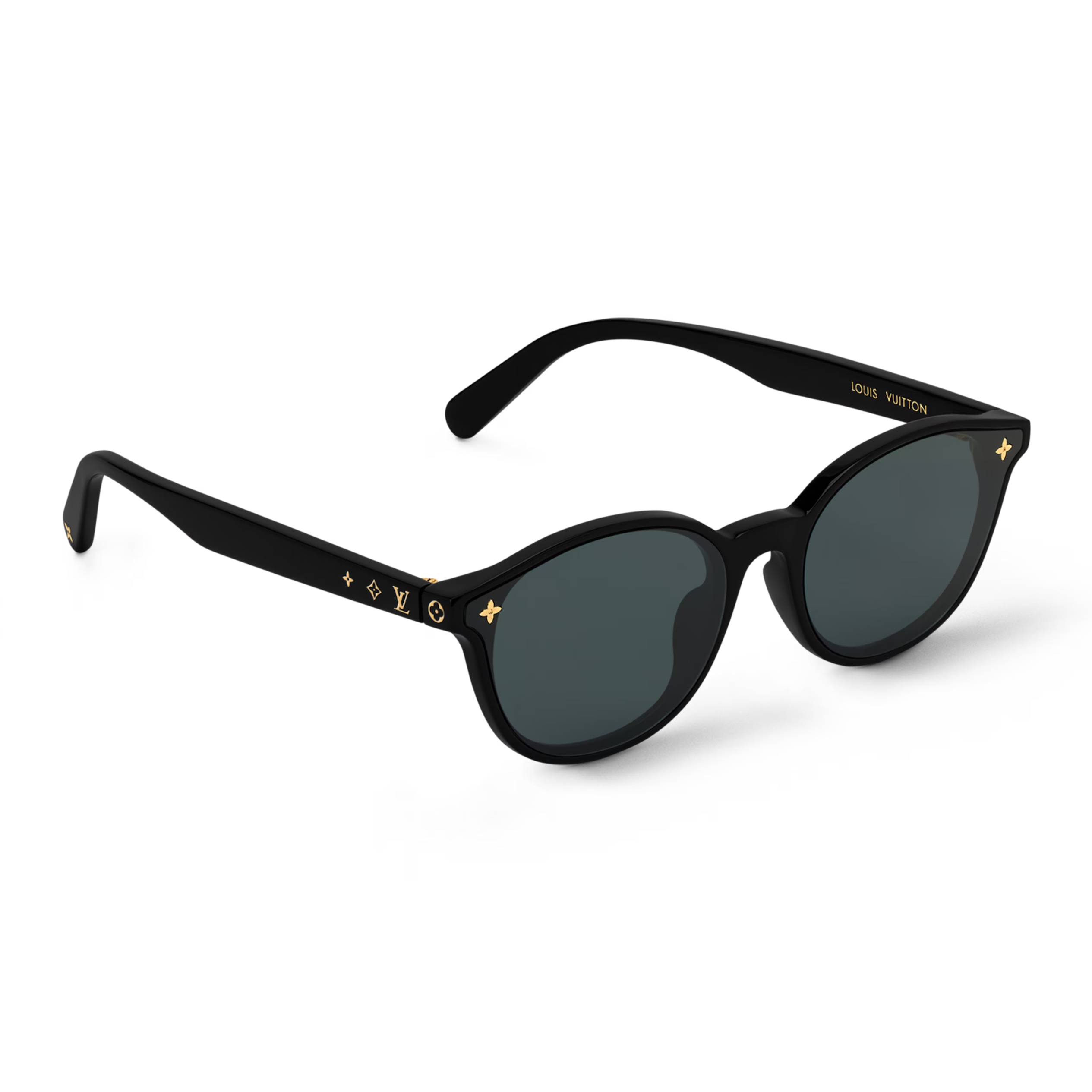 Louis Vuitton Women Round Frame Coal Black Sunglasses