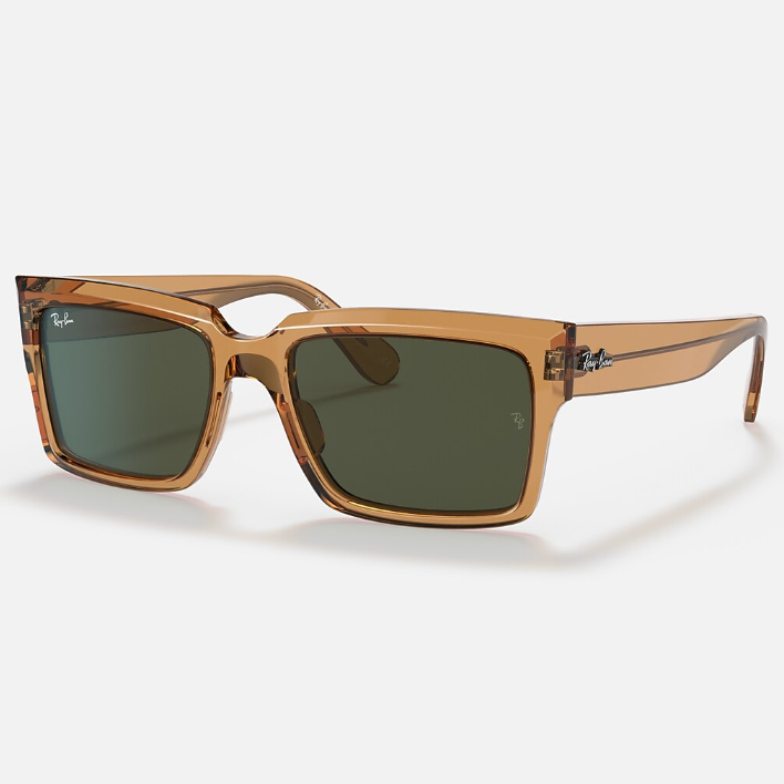 Ray Ban Men Rectangle Frame Light Brown Sunglasses