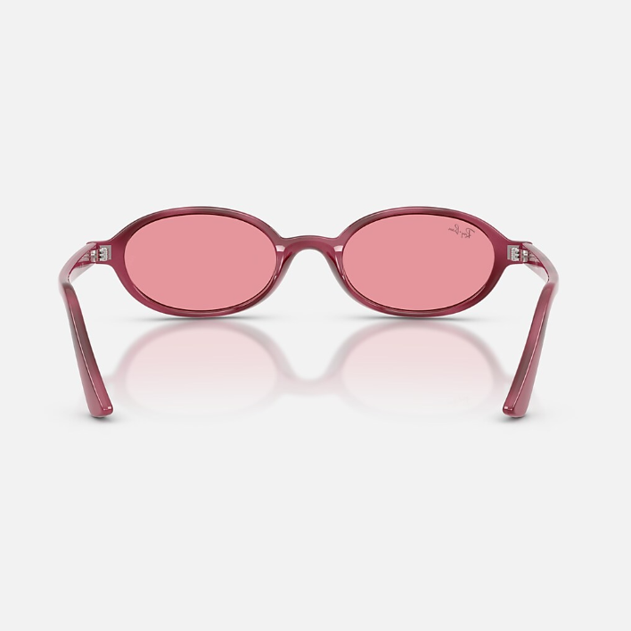 Ray Ban Men Oval Frame Polished Violet Havana Sunglasses