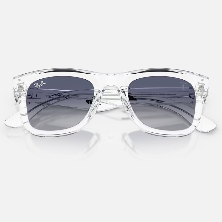 Ray Ban Women Square Frame Polished Transparent Sunglasses