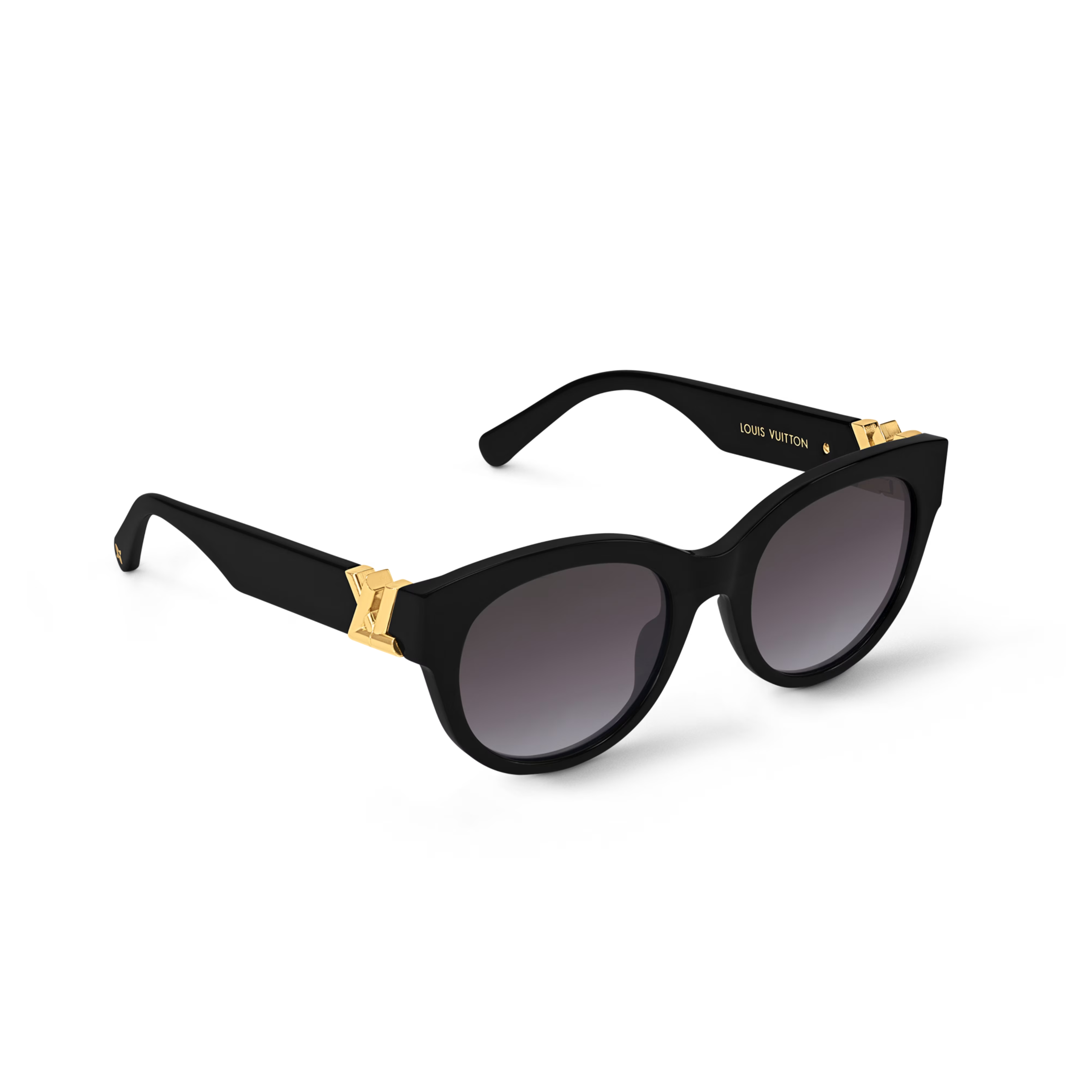 Louis Vuitton Women Round Frame Jet Black Sunglasses