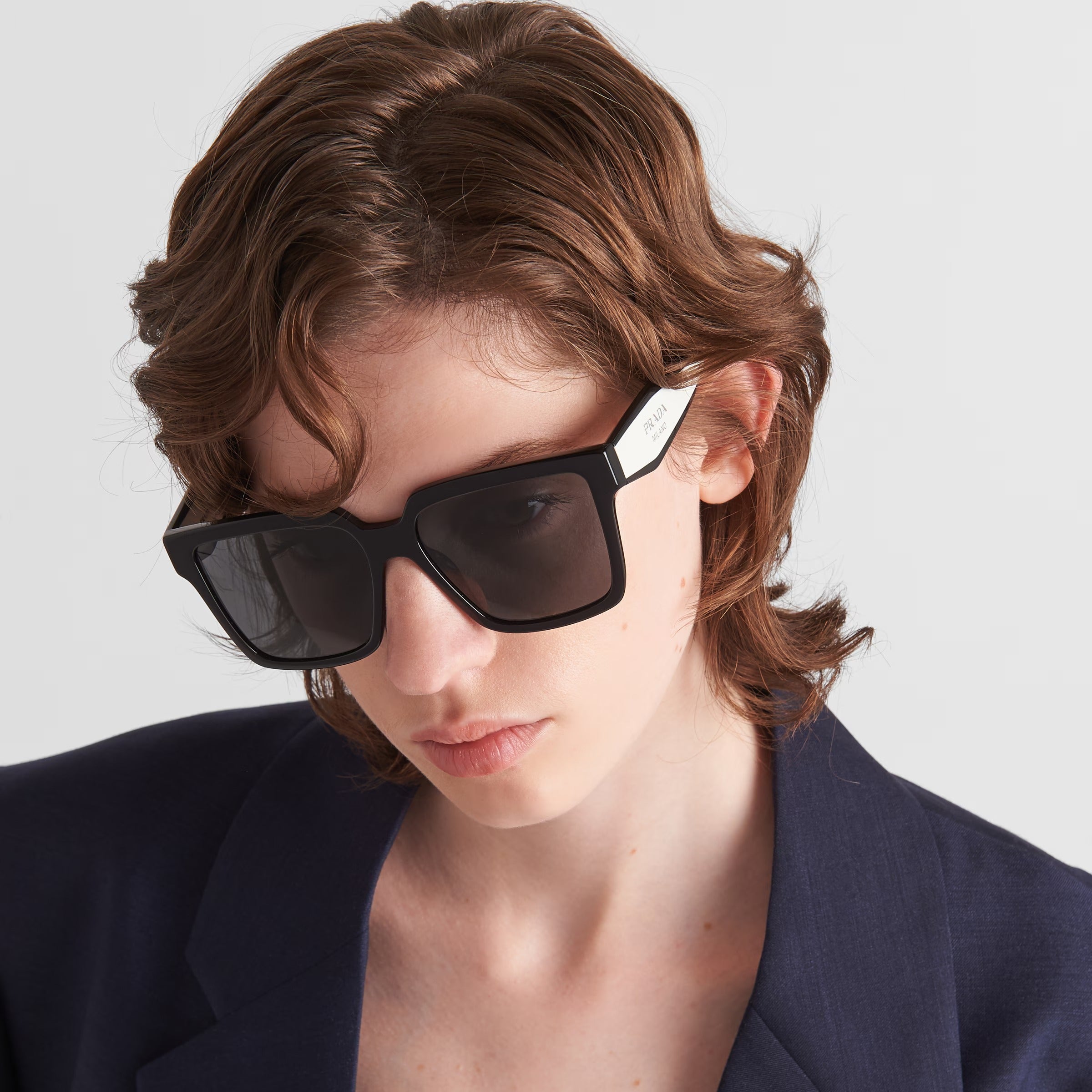 Prada Women Rectangular Frame Tar Black Sunglasses