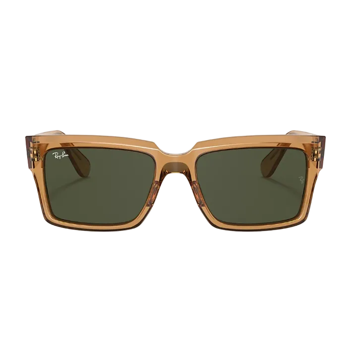 Ray Ban Men Rectangle Frame Light Brown Sunglasses